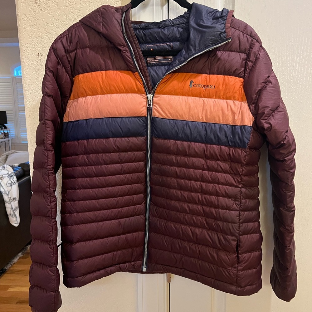 Cotopaxi Women’s  Burgundy and Orange Puffer Jacket